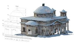 Сканирование храма с. Переслегино в Тверской области для получения данных для реставрации