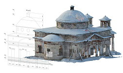 Сканирование храма с. Переслегино в Тверской области для получения данных для реставрации