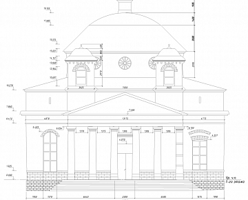 Обмерный чертеж храма, вид сбоку