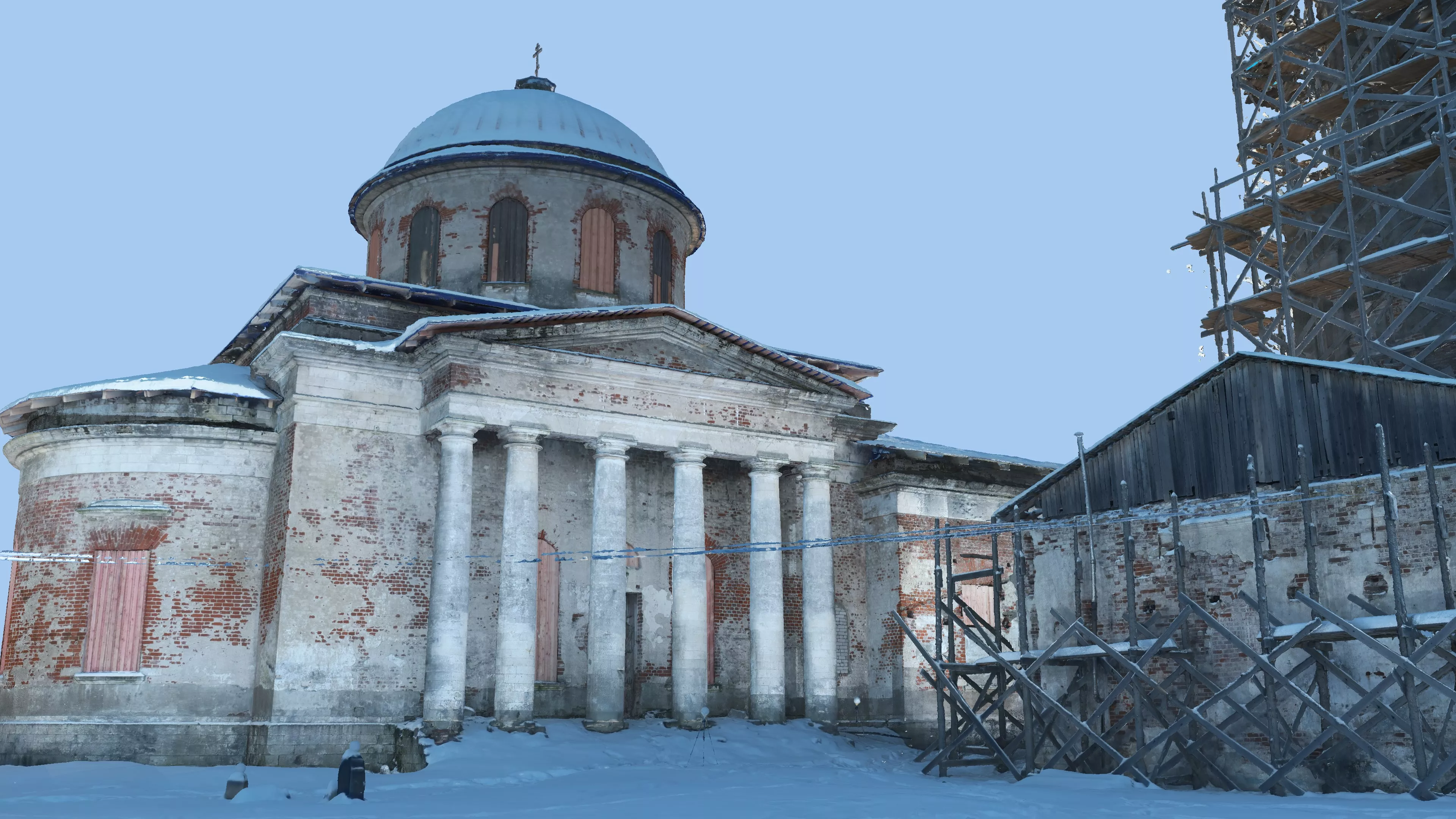 Сканирование церкви в Тверской области для получения данных для реставрации